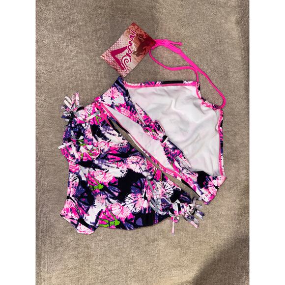 Kanu Surf Girls' Mahina UPF 50+ Beach Sport Halter Bikini 2-Piece Swimsuit Sz 12 - Picture 3 of 7